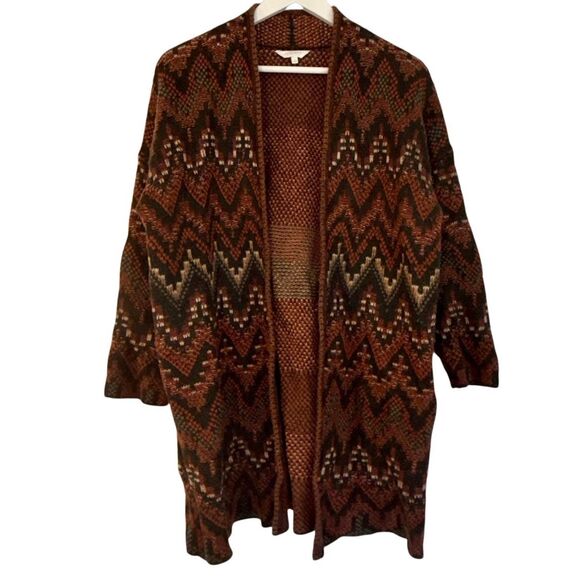 Lucky Brand wool blend chevron southwestern cardigan sweater large - Picture 3 of 12